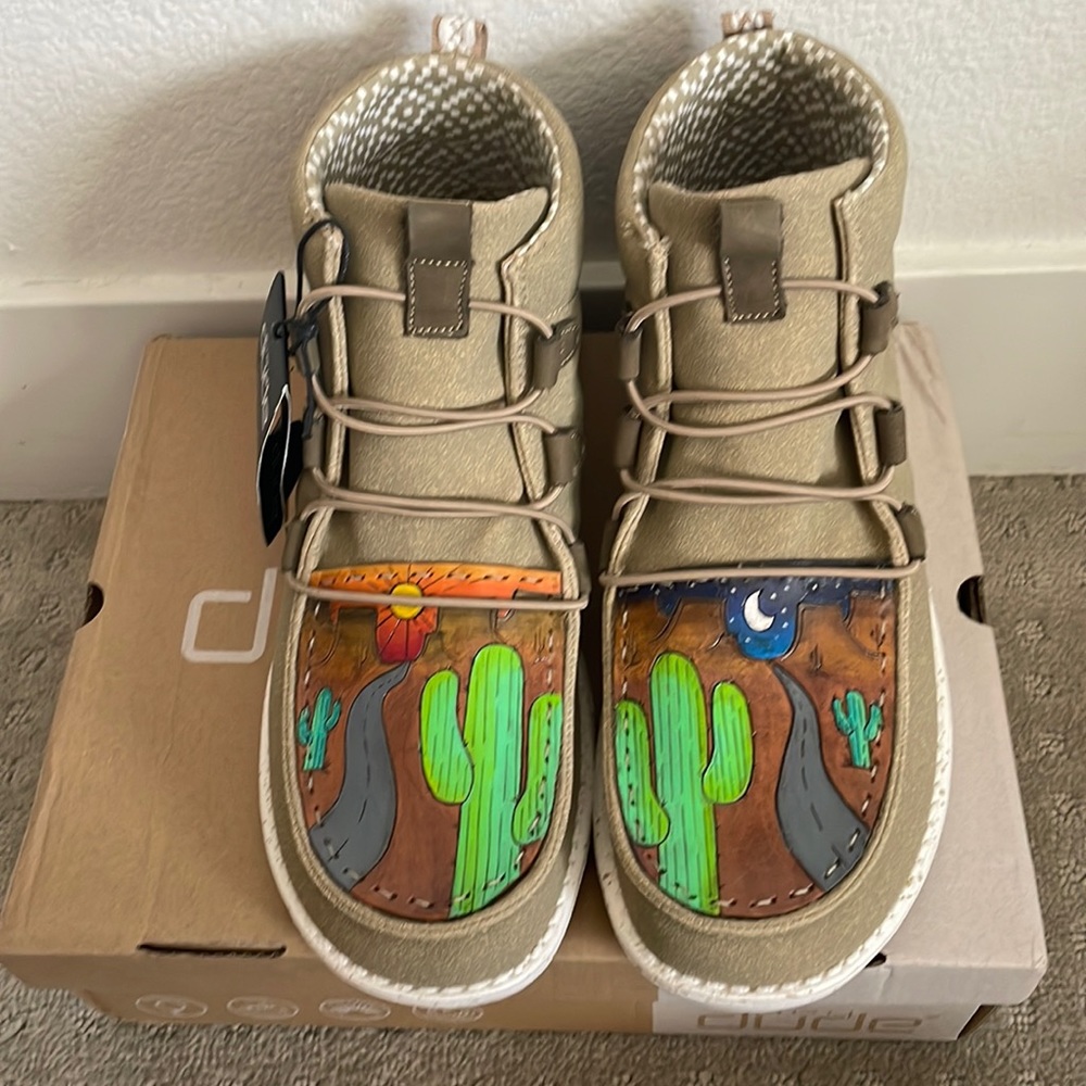 HEYDUDE shoes New with tags. Custom leather work HEYDUDE boots size 11 Lea style